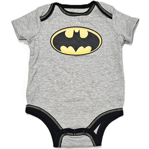 DC Comics Batman Baby Bodysuit & Hat Lot 0-3M Gray Blue Logo - Picture 3 of 8